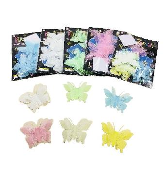 6pc Glow-in-the-Dark Butterfly Wall Decal